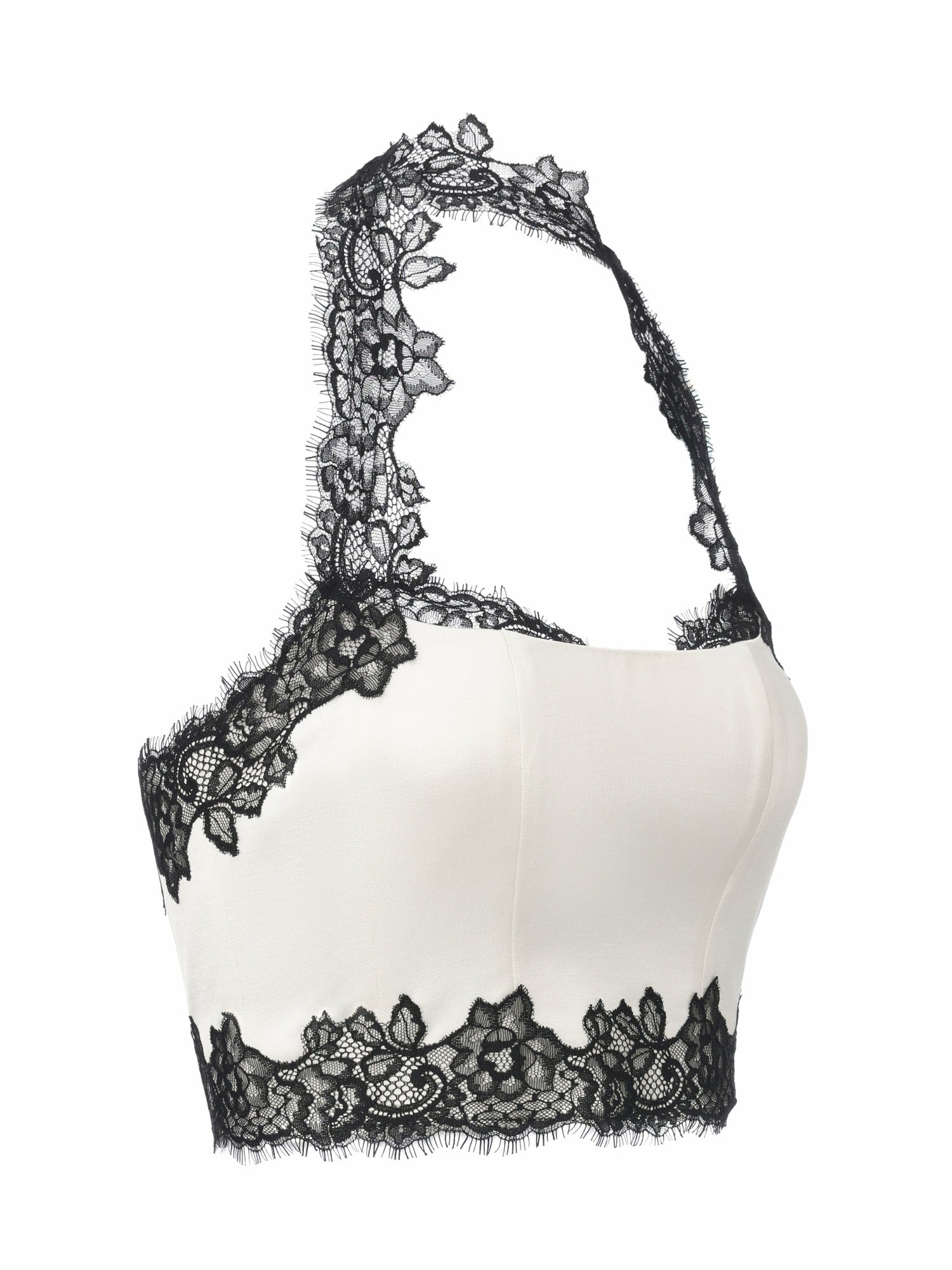 Nana Jacqueline Daniela Lace Halter Ivory Structured Top White