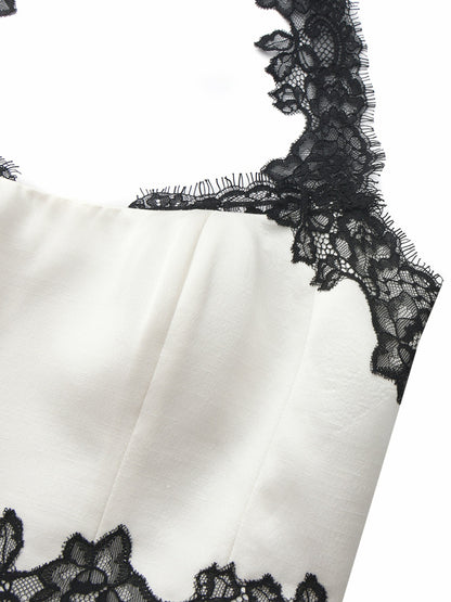Nana Jacqueline Daniela Lace Halter Ivory Structured Top White