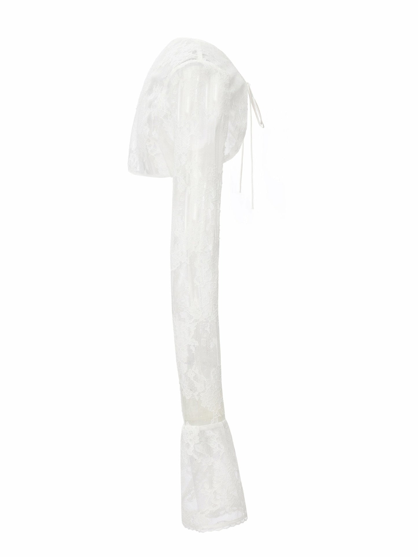 Nana Jacqueline Yvette Sheer Lace Tie-Front White Cardigan White