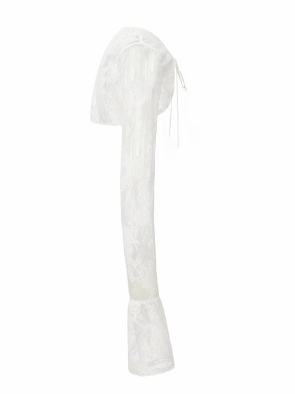 Nana Jacqueline Yvette Sheer Lace Tie-Front White Cardigan White