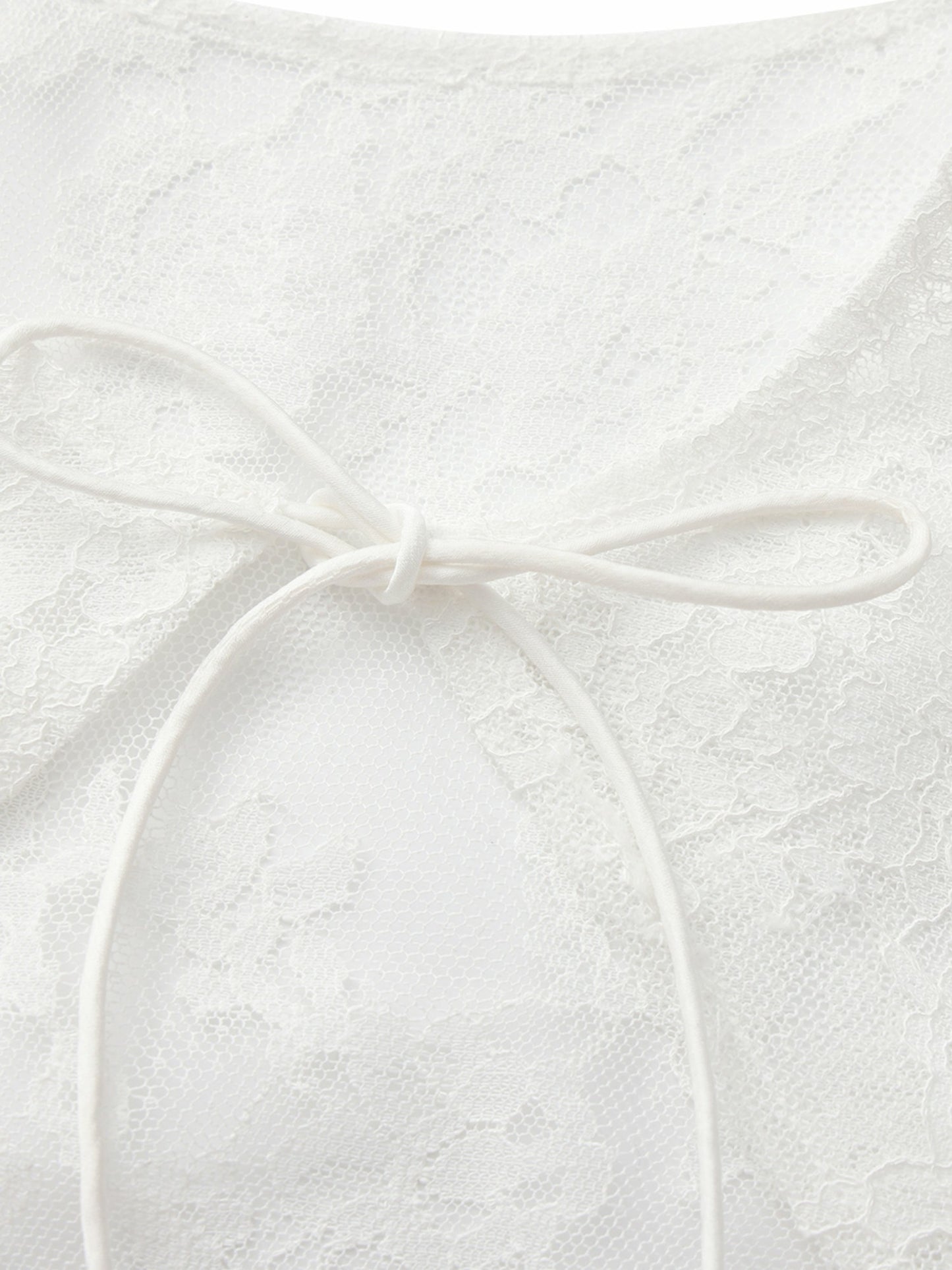 Nana Jacqueline Yvette Sheer Lace Tie-Front White Cardigan White
