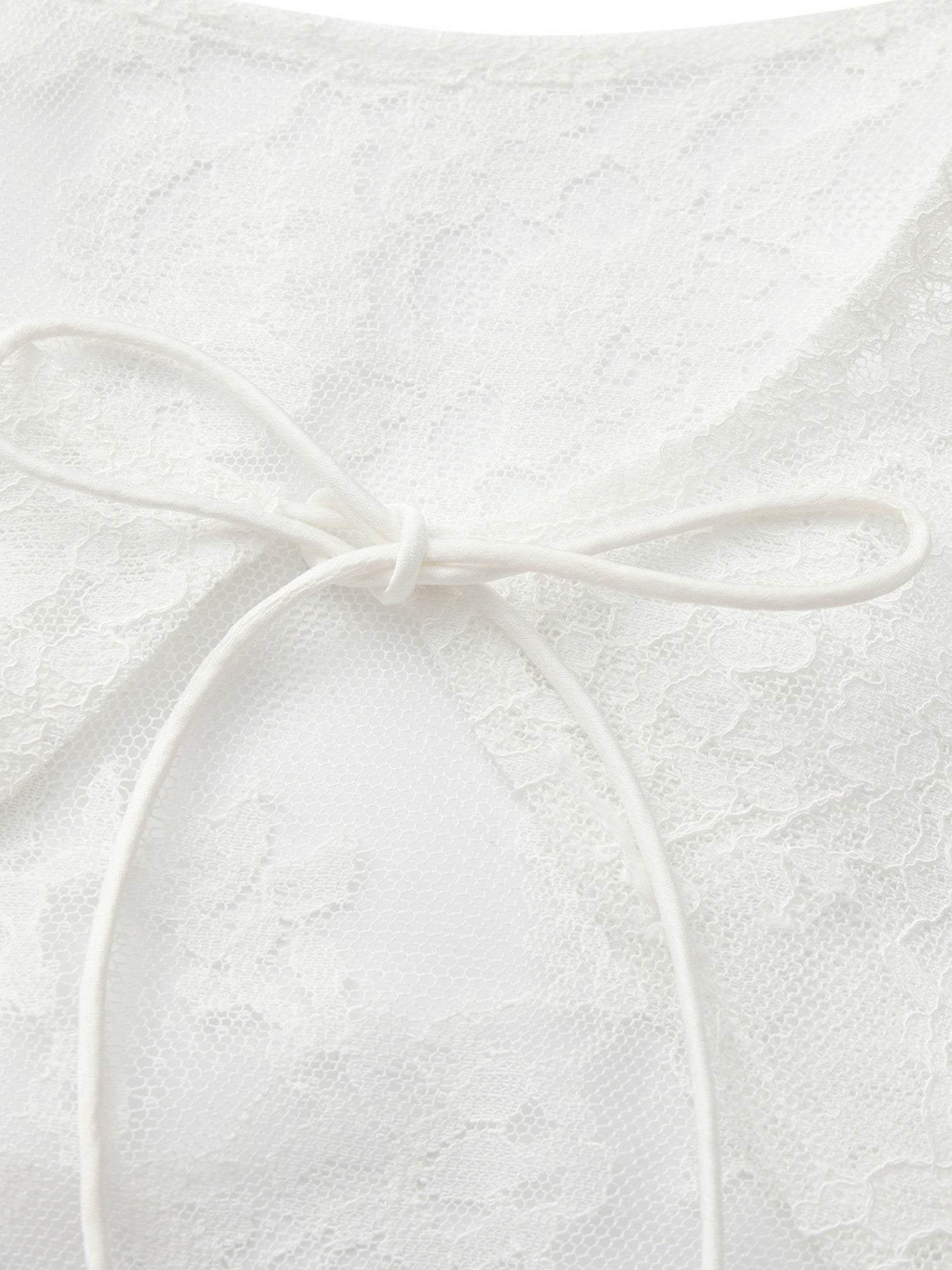 Nana Jacqueline Yvette Sheer Lace Tie-Front White Cardigan White