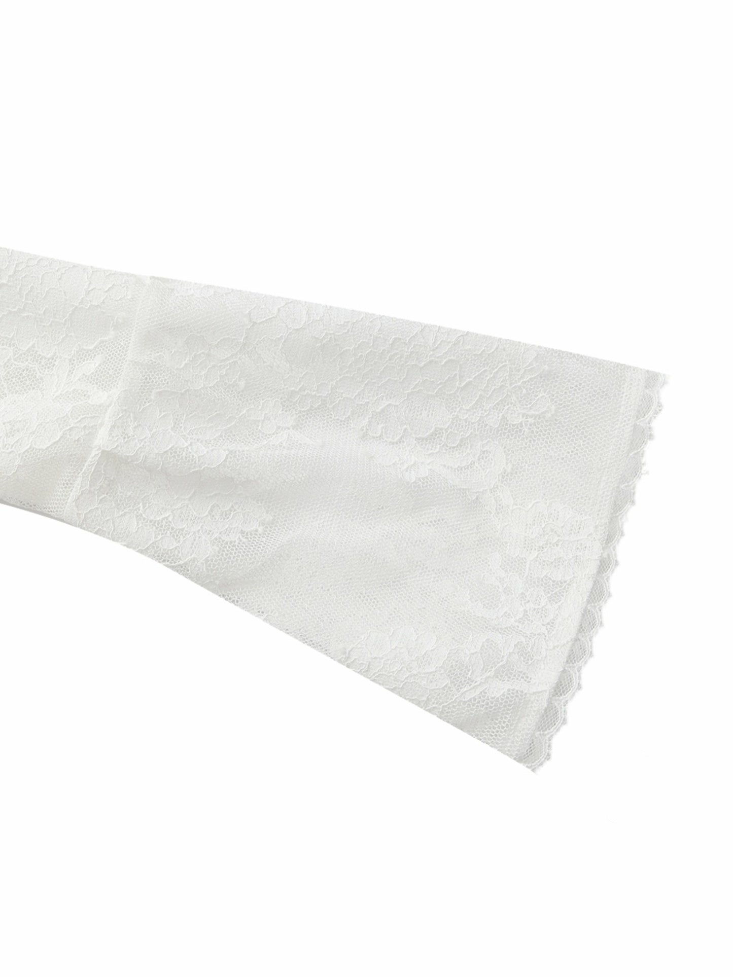 Nana Jacqueline Yvette Sheer Lace Tie-Front White Cardigan White
