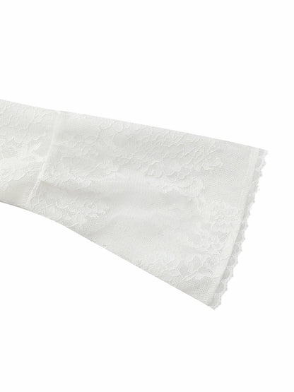 Nana Jacqueline Yvette Sheer Lace Tie-Front White Cardigan White