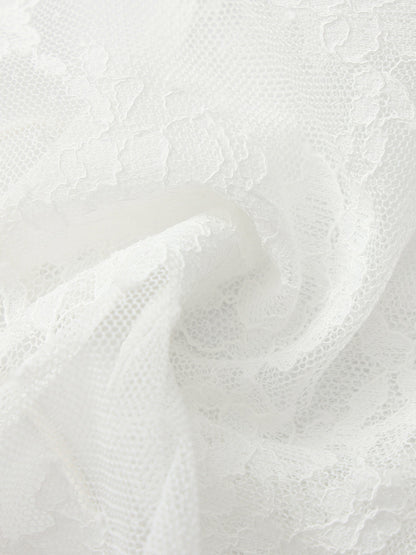 Nana Jacqueline Yvette Sheer Lace Tie-Front White Cardigan White