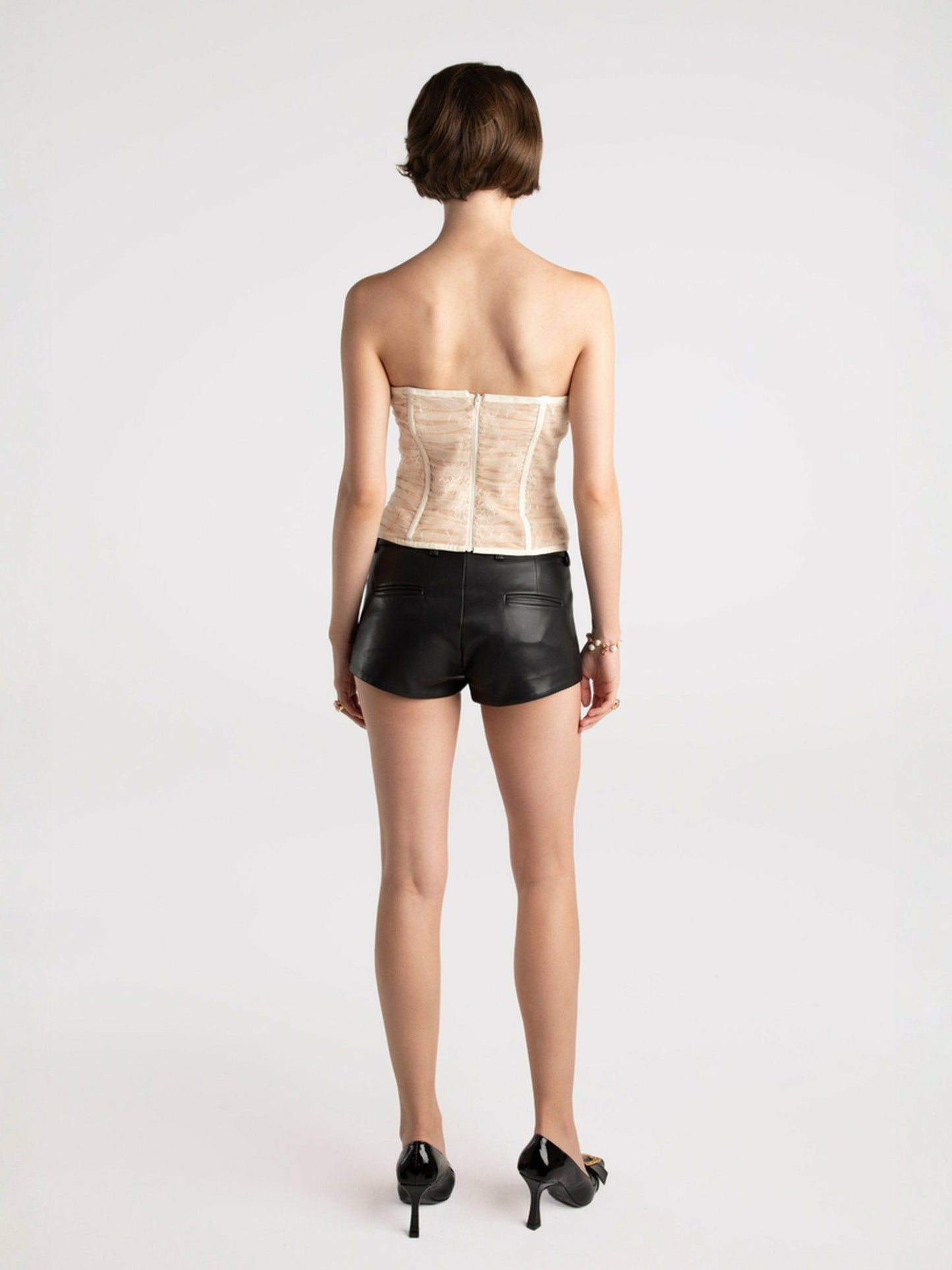 Nana Jacqueline Cara Bustier Top: White Bustier Top for Bachelorette Party White
