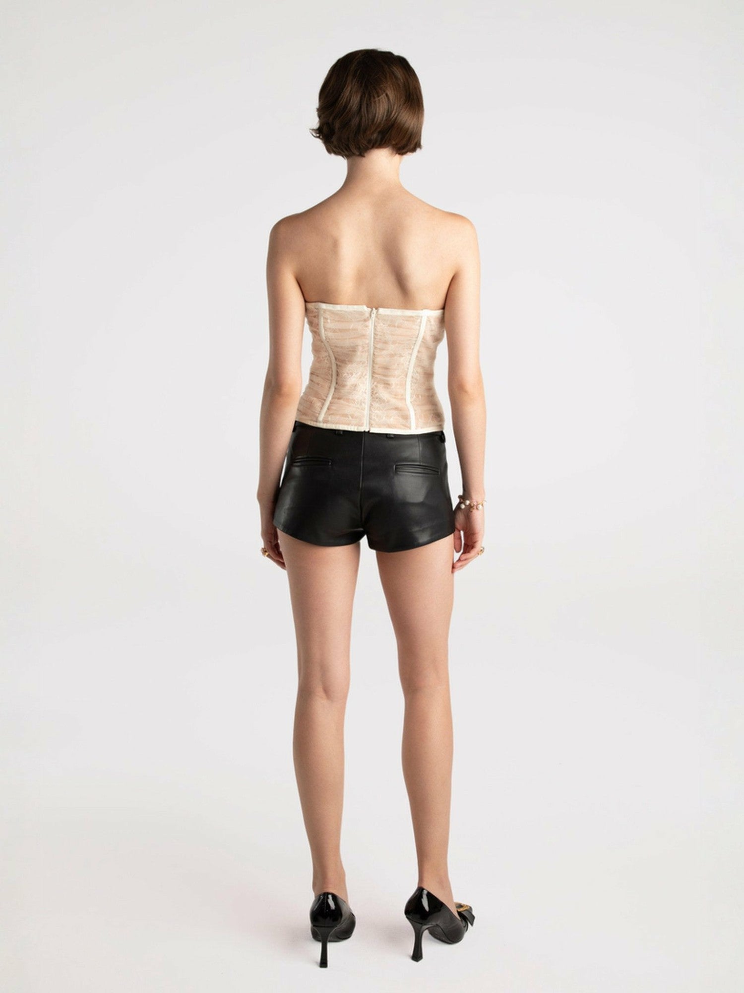 Nana Jacqueline Cara Bustier Top: White Bustier Top for Bachelorette Party White