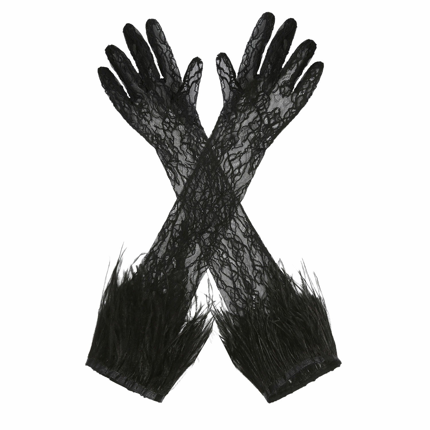 Nana Jacqueline Lavine Gloves: Black Lace Gloves for Cocktail Party Black