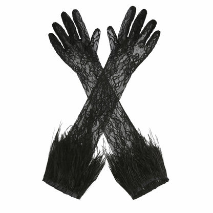 Nana Jacqueline Lavine Gloves: Black Lace Gloves for Cocktail Party Black