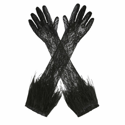 Nana Jacqueline Lavine Gloves: Black Lace Gloves for Cocktail Party Black