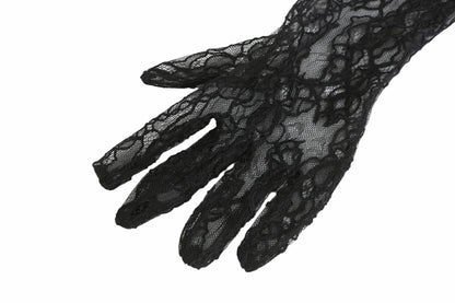 Nana Jacqueline Lavine Gloves: Black Lace Gloves for Cocktail Party Black