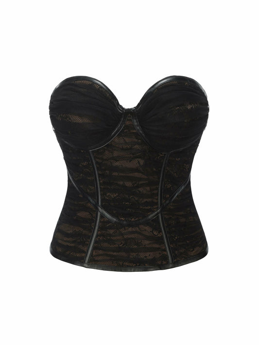Nana Jacqueline Cara Bustier Top: Black Bustier Top for Date Night Black