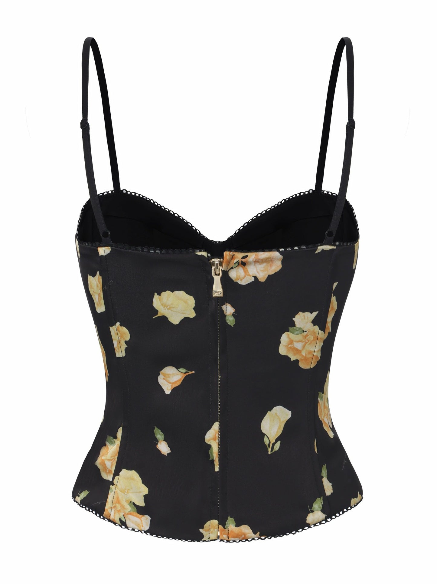Nana Jacqueline Mila Lace-Up Corset Black Floral Top Black