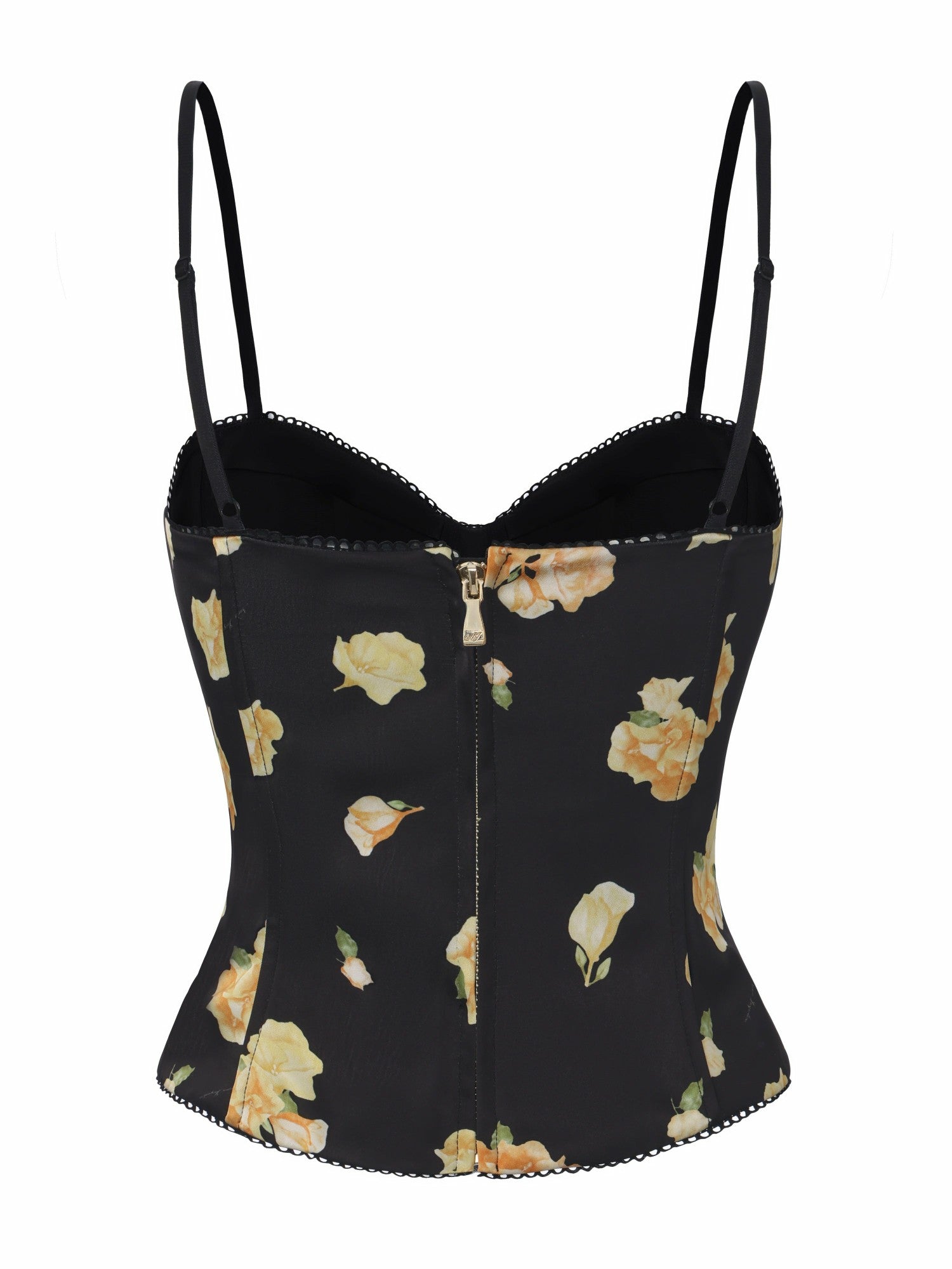Nana Jacqueline Mila Lace-Up Corset Black Floral Top Black