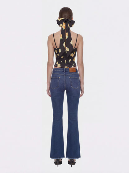 Nana Jacqueline Mila Lace-Up Corset Black Floral Top Black