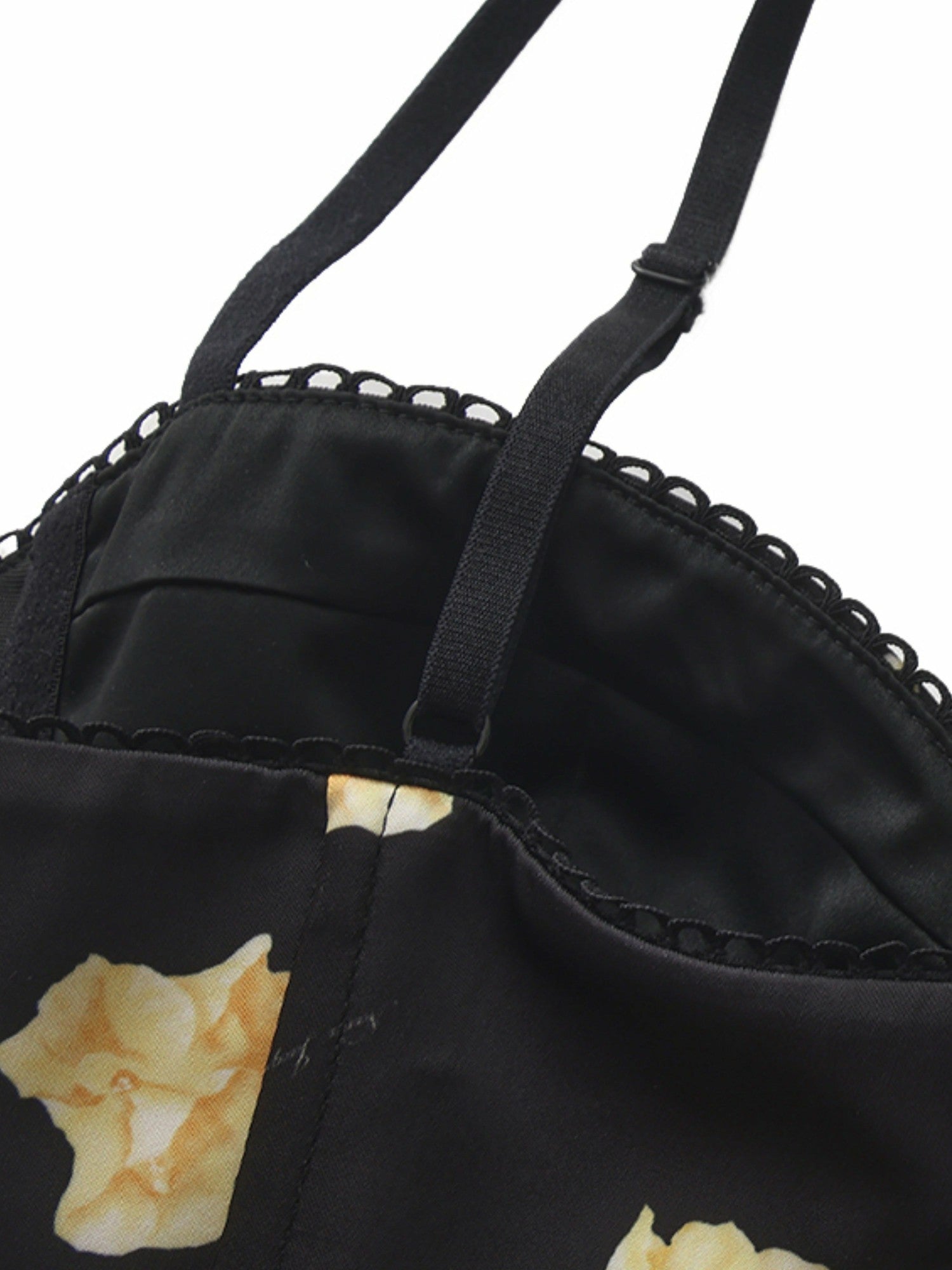 Nana Jacqueline Mila Lace-Up Corset Black Floral Top Black