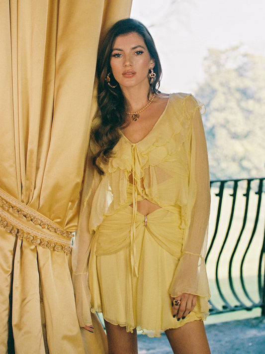 Nana Jacqueline Annika Cardigan: Yellow Cardigan for Brunch Yellow