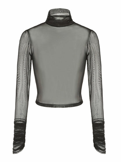 Nana Jacqueline Gabrielle Mesh Top: Black Top for Date Night Black