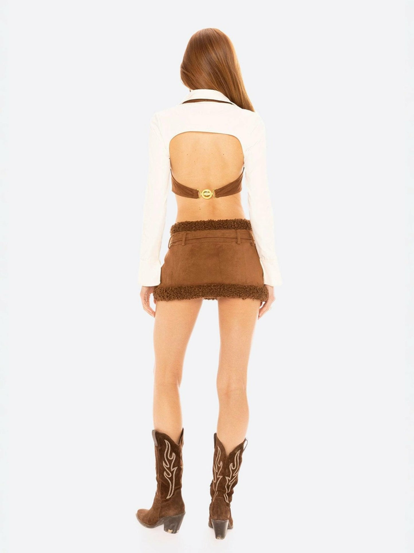 Nana Jacqueline Celine Top: Brown White Top for Date Night Brown & White