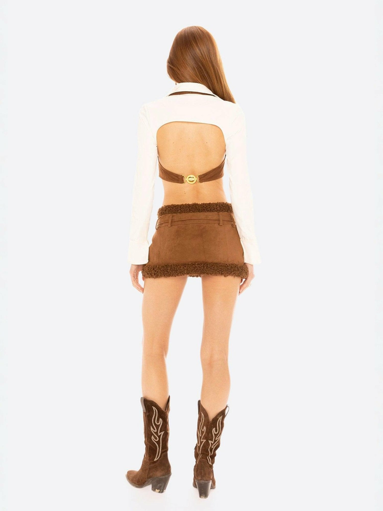Nana Jacqueline Celine Top: Brown White Top for Date Night Brown & White