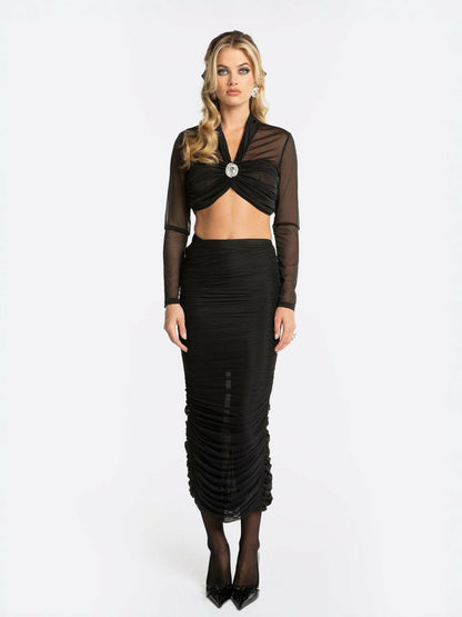 Nana Jacqueline Pia Mesh Top: Black Top for Date Night Black