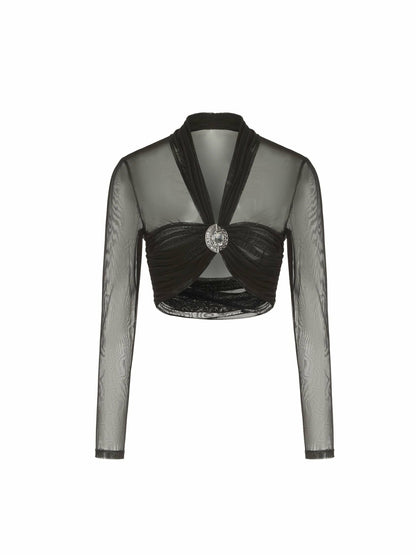 Nana Jacqueline Pia Mesh Top: Black Top for Date Night Black