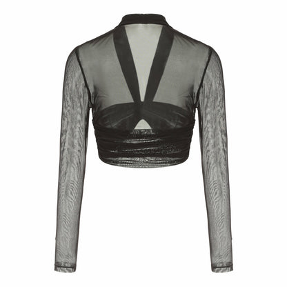 Nana Jacqueline Pia Mesh Top: Black Top for Date Night Black