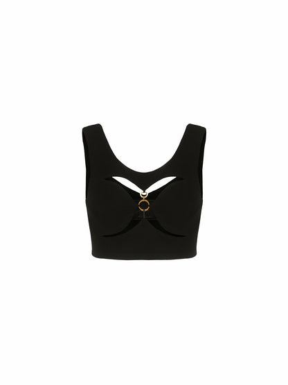 Nana Jacqueline Chiara Crop Top: Black Crop Top for Girls' Night Out Black