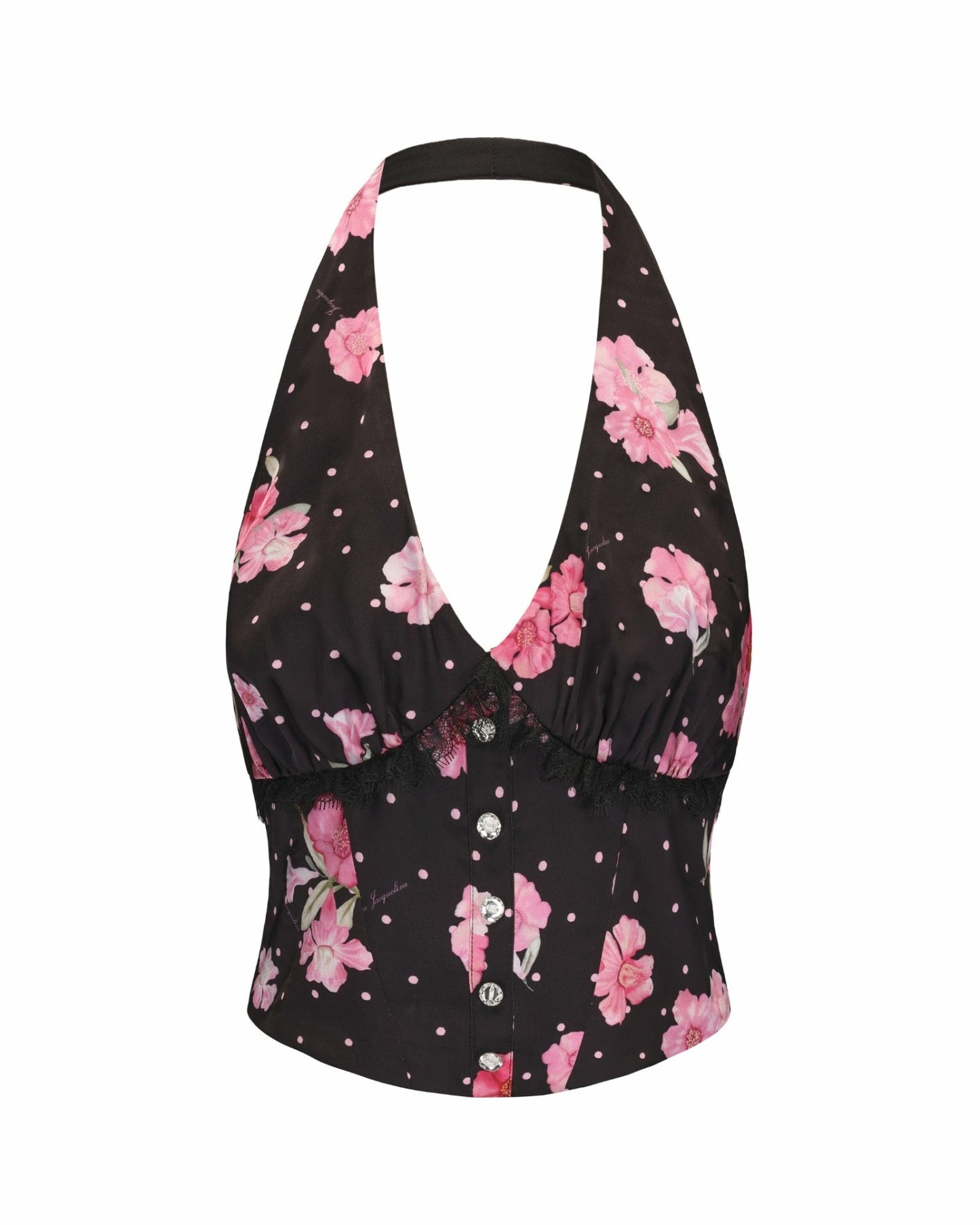 Nana Jacqueline Rosaline Top: Black Halter Top for Date Night Black