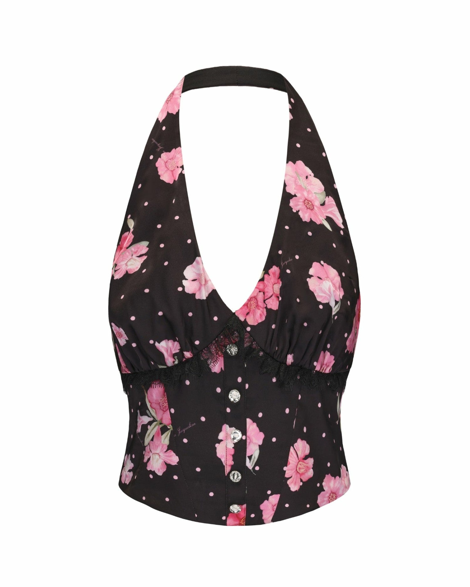 Nana Jacqueline Rosaline Top: Black Halter Top for Date Night Black
