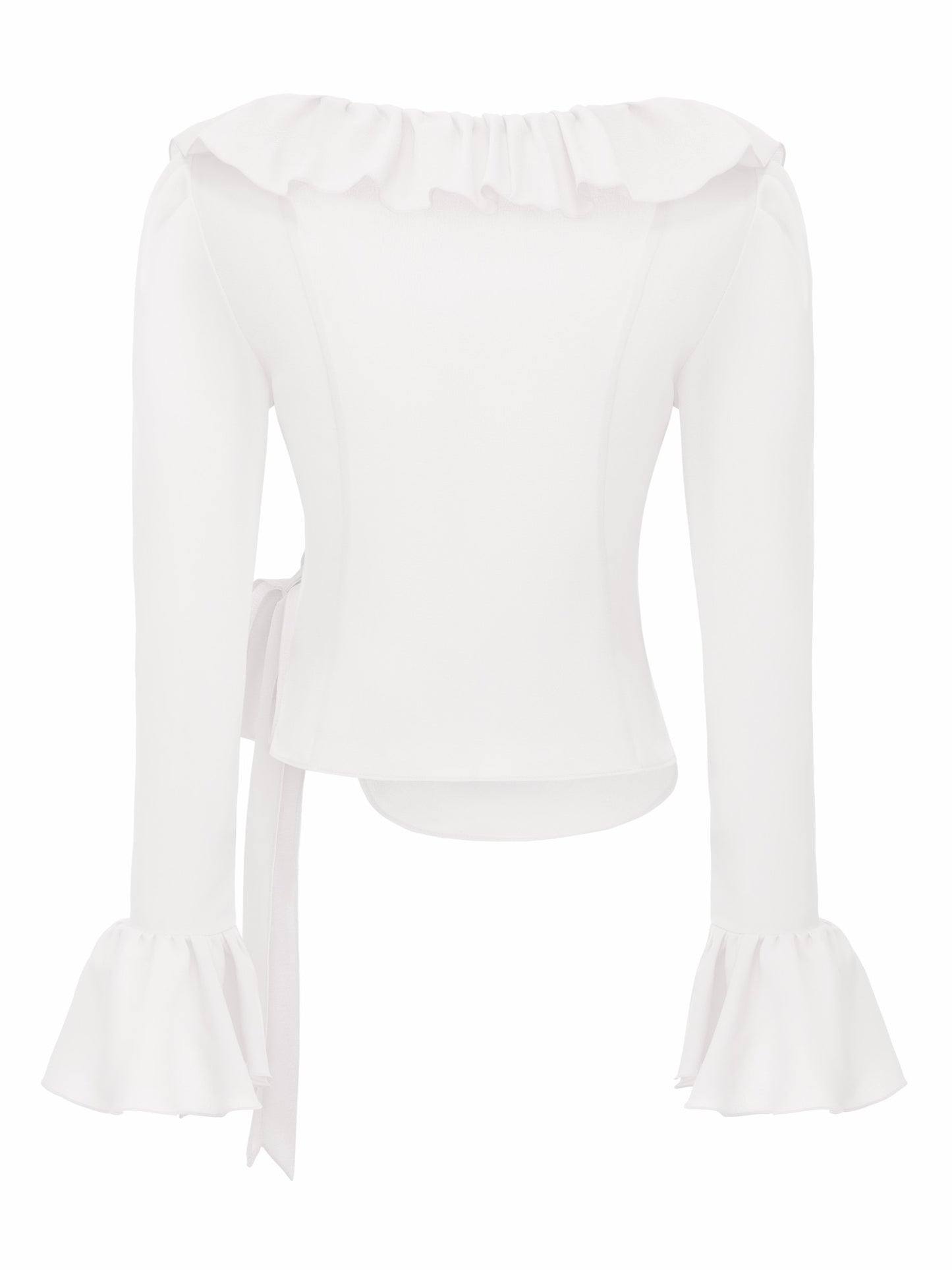 Nana Jacqueline Charlotte Ruffle V-Neck White Top White