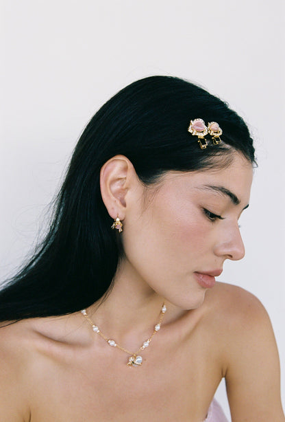 Nana Jacqueline Kaia Hair Pins: Gold Hair Pins for Date Night Pink