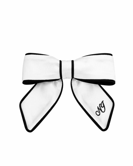Nana Jacqueline Marlene Bow: White Hair Bow for Bridal Shower White