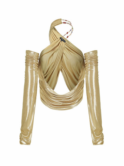 Nana Jacqueline Amina Top: Gold Top for Girls' Night Out Gold