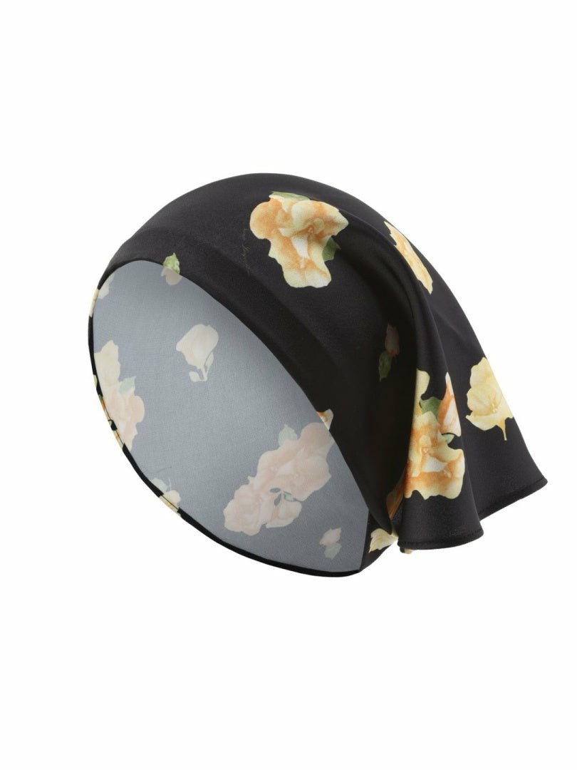 Nana Jacqueline Mara Yellow Floral Black Scarf Black