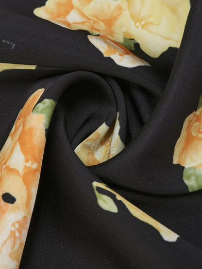 Nana Jacqueline Mara Yellow Floral Black Scarf Black