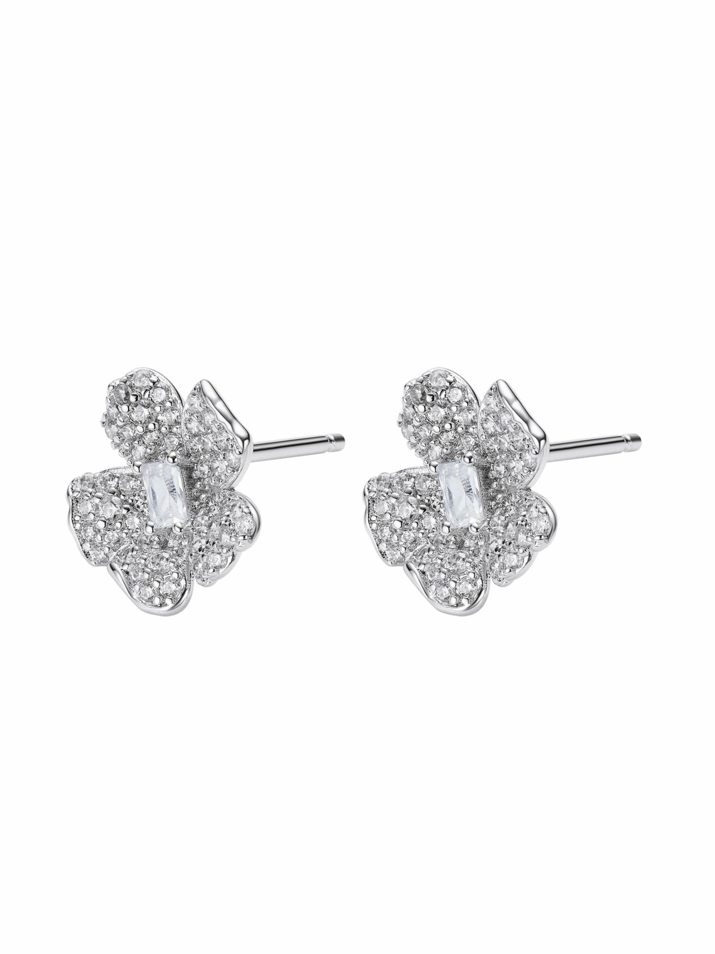 Nana Jacqueline Odessa Floral Crystal White Earrings White