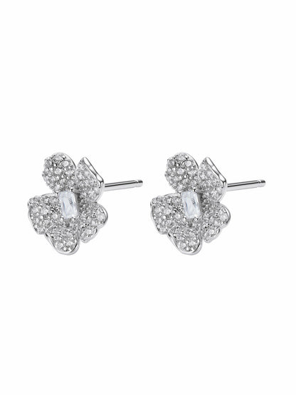 Nana Jacqueline Odessa Floral Crystal White Earrings White