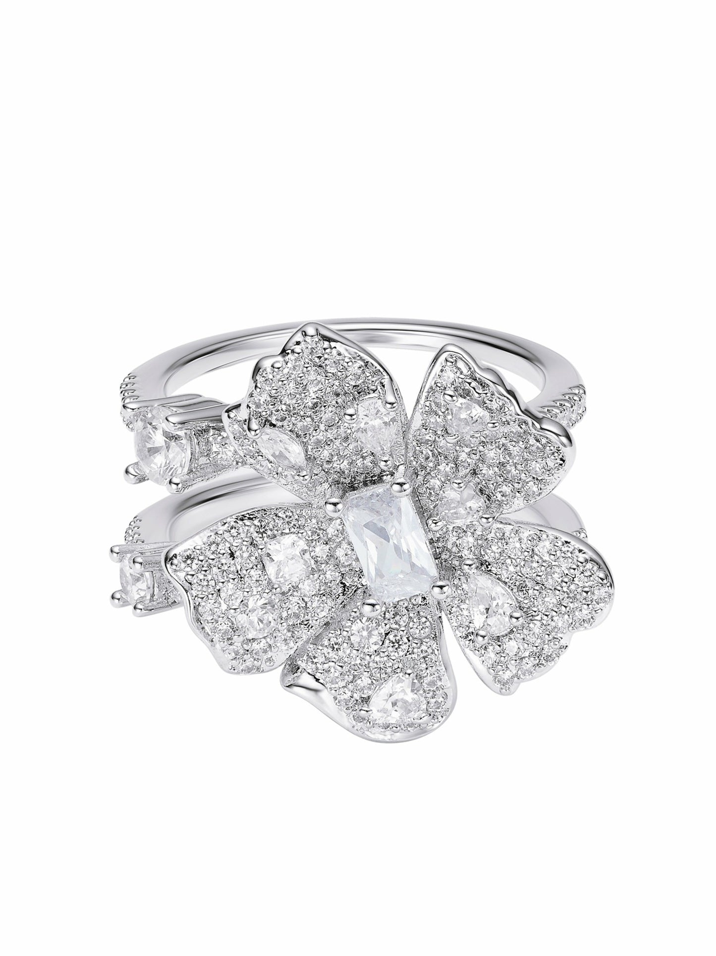 Nana Jacqueline Diora Double Floral White Ring White
