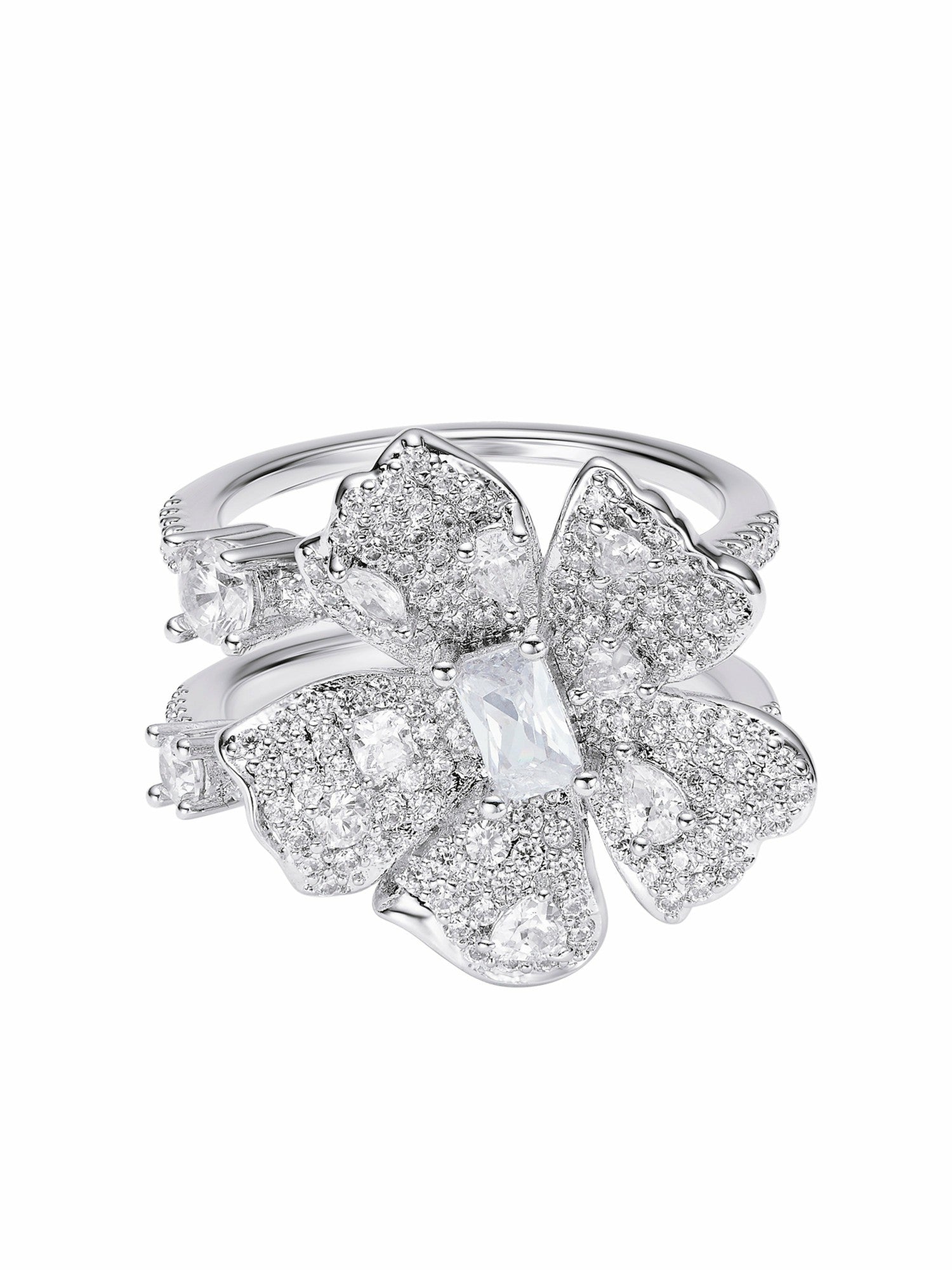 Nana Jacqueline Diora Double Floral White Ring White