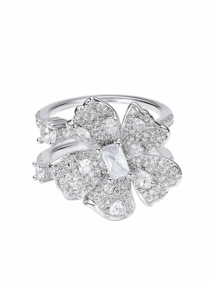 Nana Jacqueline Diora Double Floral White Ring White