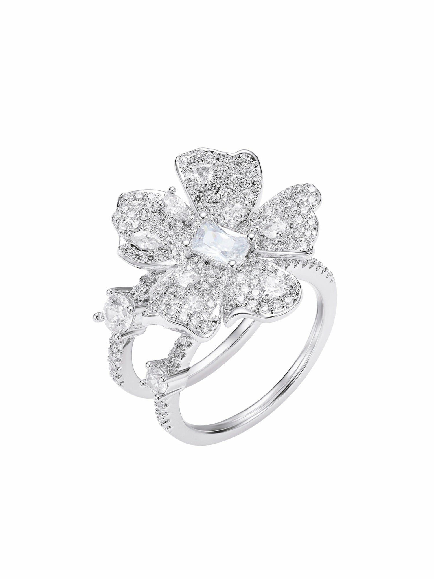 Nana Jacqueline Diora Double Floral White Ring White