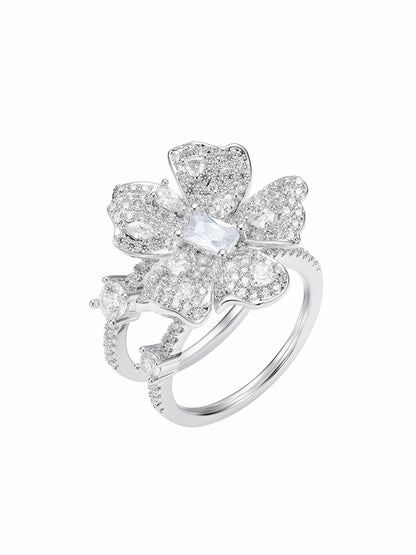 Nana Jacqueline Diora Double Floral White Ring White