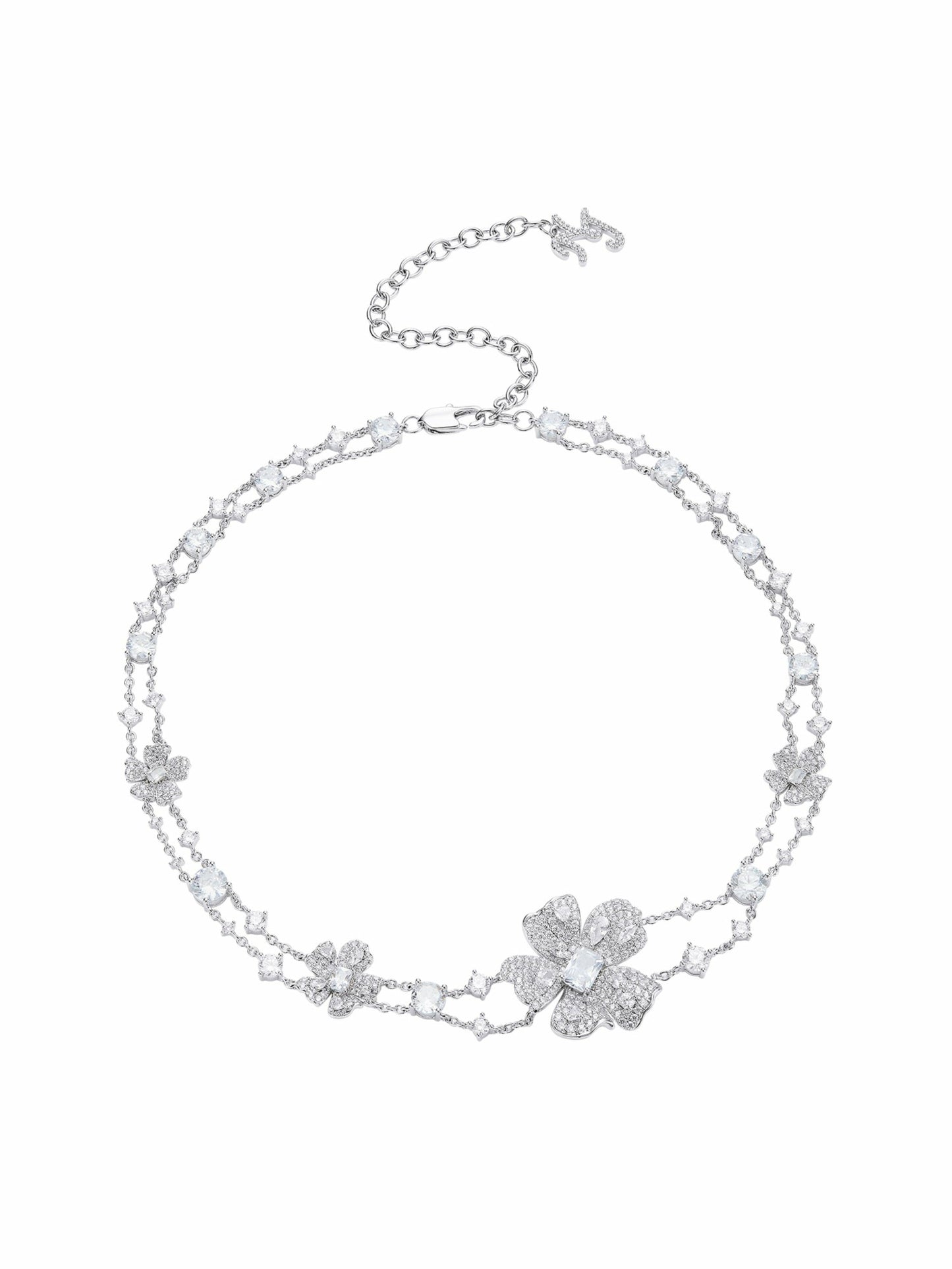Nana Jacqueline Zariah Floral Layered White Necklace White