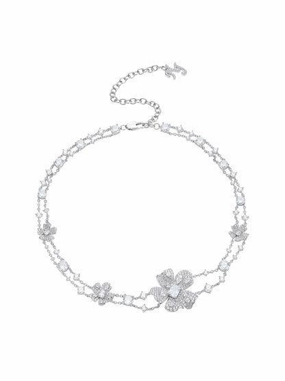 Nana Jacqueline Zariah Floral Layered White Necklace White