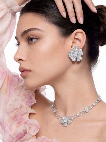 Nana Jacqueline Zariah Floral Layered White Necklace White