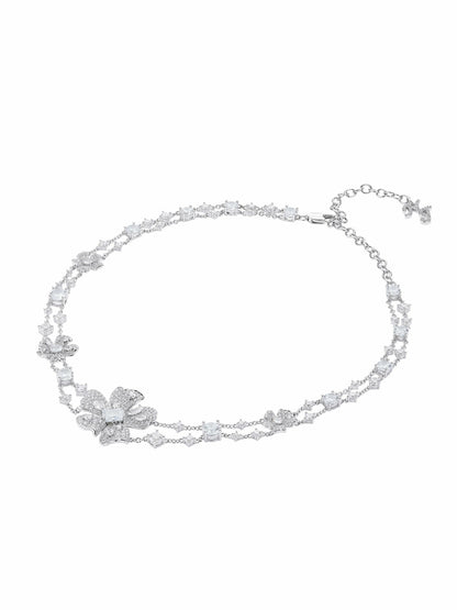 Nana Jacqueline Zariah Floral Layered White Necklace White