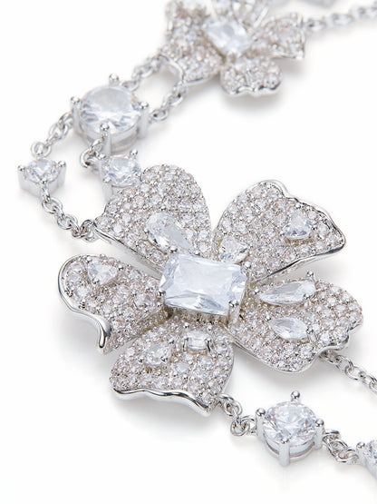 Nana Jacqueline Zariah Floral Layered White Necklace White