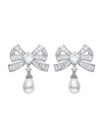 Nana Jacqueline Evelyn Earrings: White Pearl Earrings for Bridal Shower White