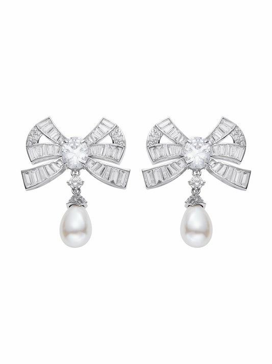 Nana Jacqueline Evelyn Earrings: White Pearl Earrings for Bridal Shower White